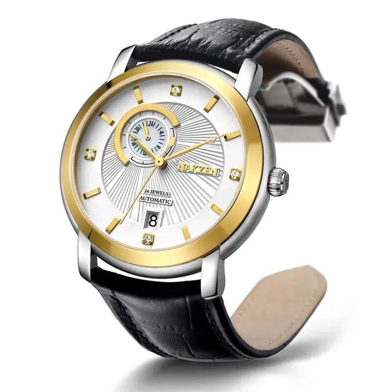 NAKZEN Men Automatic Japan NH37 Movement Mechanical Watch Men Sapphire Military Leather Sports Watches Male Clock Reloj Hombre 6026 by MEGIR WATCH GROUP