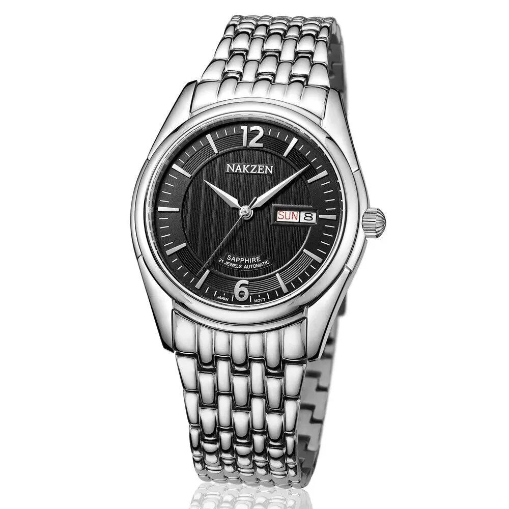 NAKZEN Mens Automatic Mechanical Watch Miyota 8205 Movemen Men Business Waterproof Stainless Steel Watch Clock Relogio Masculino 6009 by MEGIR WATCH GROUP