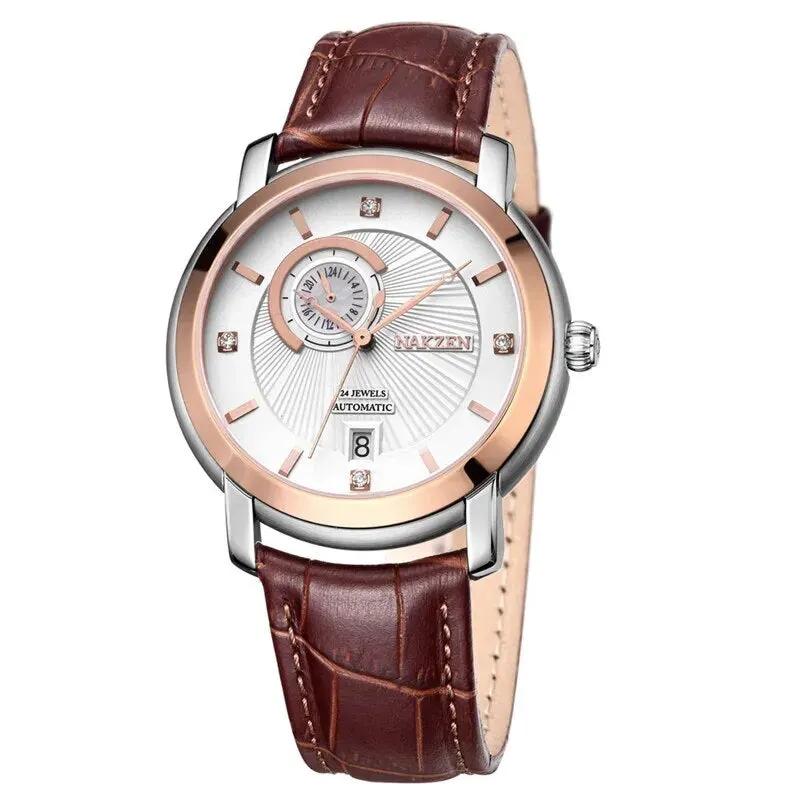 NAKZEN Men Automatic Japan NH37 Movement Mechanical Watch Men Sapphire Military Leather Sports Watches Male Clock Reloj Hombre 6026 by MEGIR WATCH GROUP