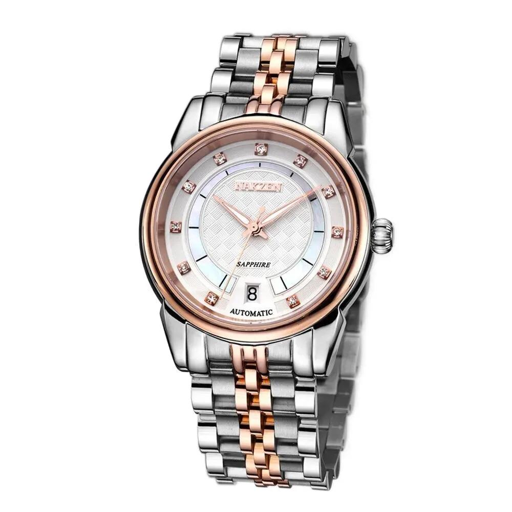 NAKZEN Men Japan Automatic NH35 Movement Mechanical Watch Mens Luminous Waterproof Diamond Classic Wrist Watches Reloj Hombre 6033 by MEGIR WATCH GROUP