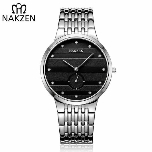 NAKZEN Commerce Diamond Men Watch Famous Luxury Brand Sapphire Watches Men's Stainless Steel Simple Black Gold Watch Male Clock 4036 by MEGIR WATCH GROUP