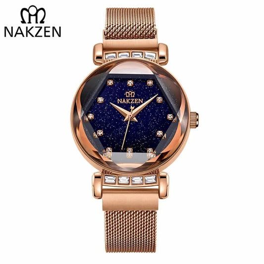 NAKZEN Women Diamond Elegant Starry Sky Watches Ladies Creative Roman Fashion Waterproof Quartz Watch Clock relogio feminino 4207 by MEGIR WATCH GROUP