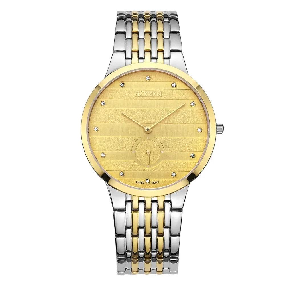 NAKZEN Diamond Men Watch Luxury Brand Sapphire Watches Mens Stainless Steel Black Gold Wristwatch Male Clock Relogio Masculino 4036 by MEGIR WATCH GROUP