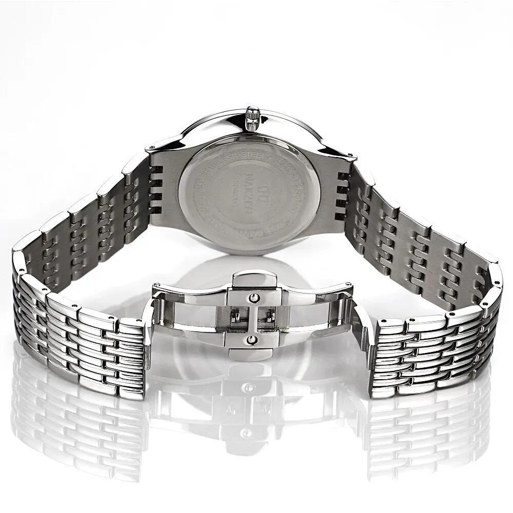 NAKZEN Diamond Men Watch Luxury Brand Sapphire Watches Mens Stainless Steel Black Gold Wristwatch Male Clock Relogio Masculino 4036 by MEGIR WATCH GROUP
