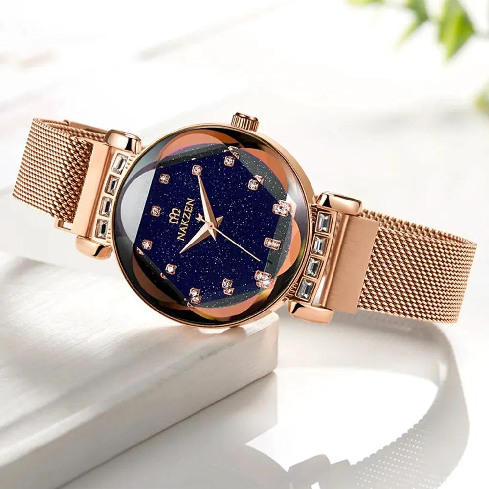 NAKZEN Women Diamond Elegant Starry Sky Watches Ladies Creative Roman Fashion Waterproof Quartz Watch Clock relogio feminino 4207 by MEGIR WATCH GROUP