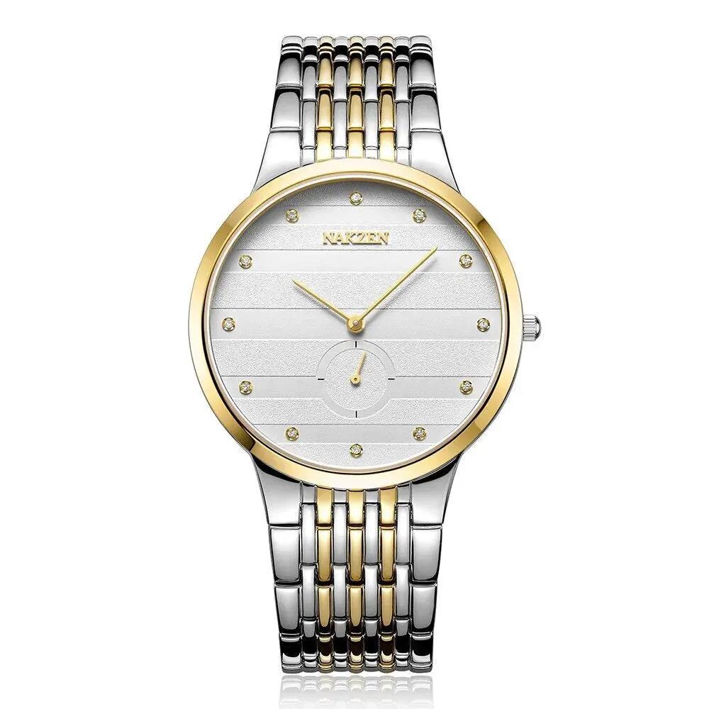 NAKZEN Diamond Men Watch Luxury Brand Sapphire Watches Mens Stainless Steel Black Gold Wristwatch Male Clock Relogio Masculino 4036 by MEGIR WATCH GROUP