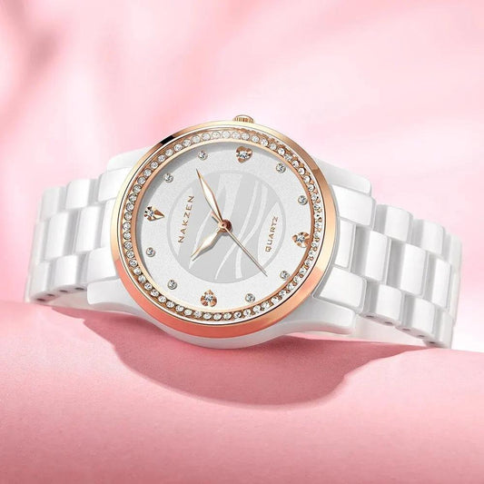 NAKZEN New Design Women Watches Elegant Ceramics Reloj Mujer Japanese Quartz Movement Clock for Ladies Luxury Relogio Feminino 1023 by MEGIR WATCH GROUP