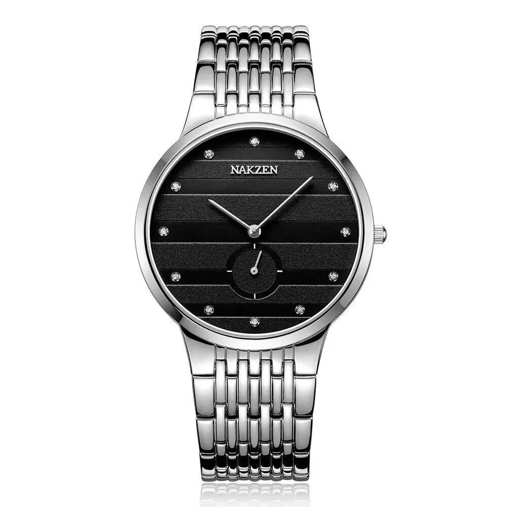 NAKZEN Diamond Men Watch Luxury Brand Sapphire Watches Mens Stainless Steel Black Gold Wristwatch Male Clock Relogio Masculino 4036 by MEGIR WATCH GROUP