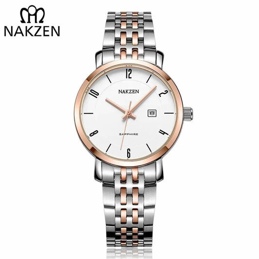 NAKZEN Luxury Tops Brand Women Quartz Wrist watch Ladies Full Steel Waterproof Watches Female Sapphire Designer Dress Watches 4033 by MEGIR WATCH GROUP
