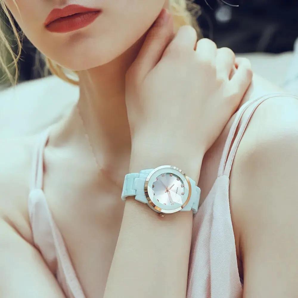 NAKZEN Women Watches Reloj Mujer Fashion Casual Ladies Bracelet Colorful Ceramic Watch Top Brand Luxury Dress Female Clock 1022 by MEGIR WATCH GROUP