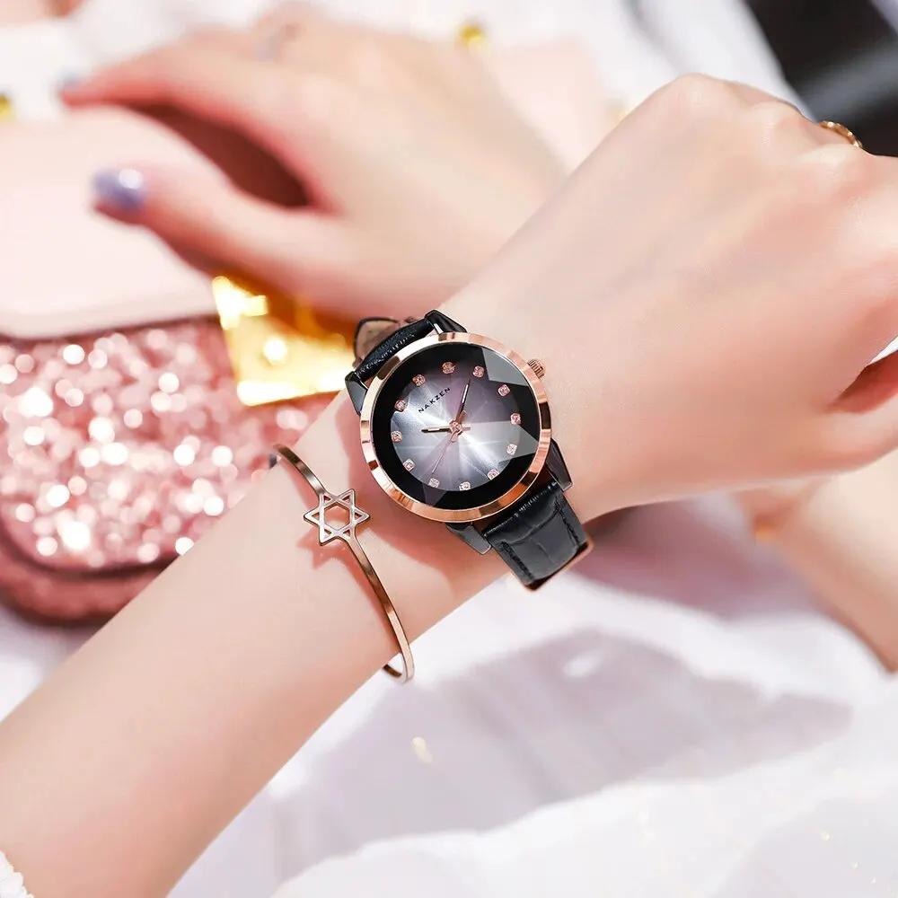 NAKZEN Women Watches Waterproof Black Ceramic Leather Luxury Fashion Ladies Quartz Watch Relogio Feminino Montre Femme 1027 by MEGIR WATCH GROUP