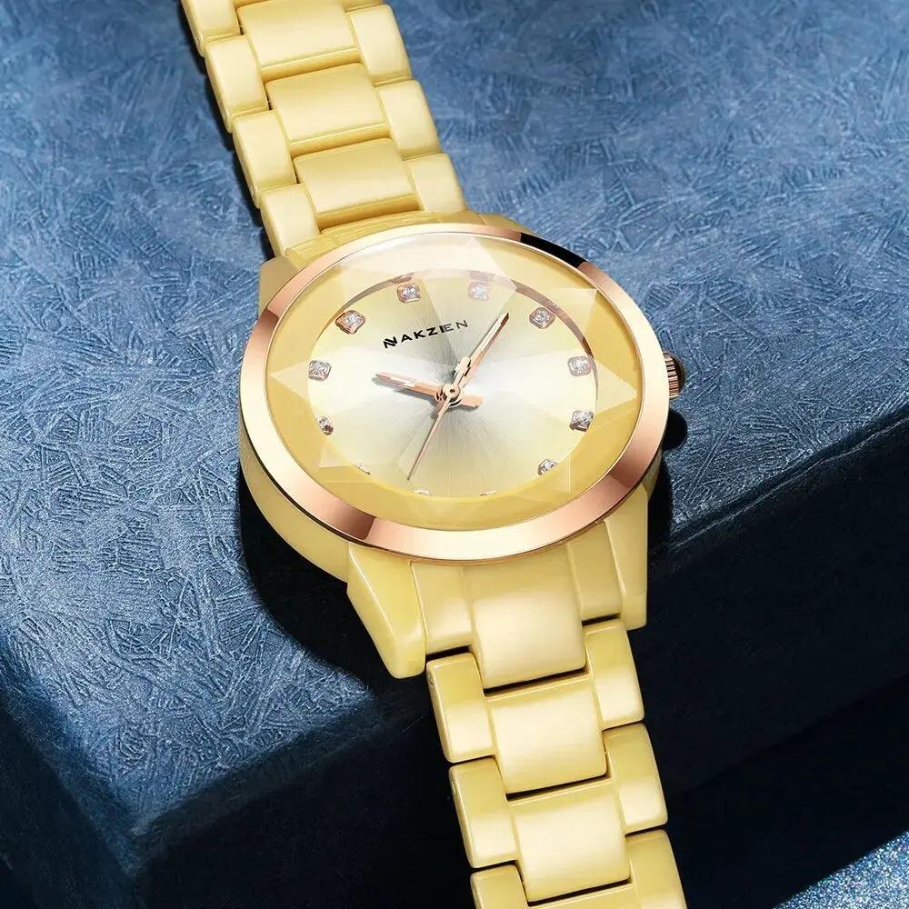 NAKZEN Women Watches Reloj Mujer Fashion Casual Ladies Bracelet Colorful Ceramic Watch Top Brand Luxury Dress Female Clock 1022 by MEGIR WATCH GROUP