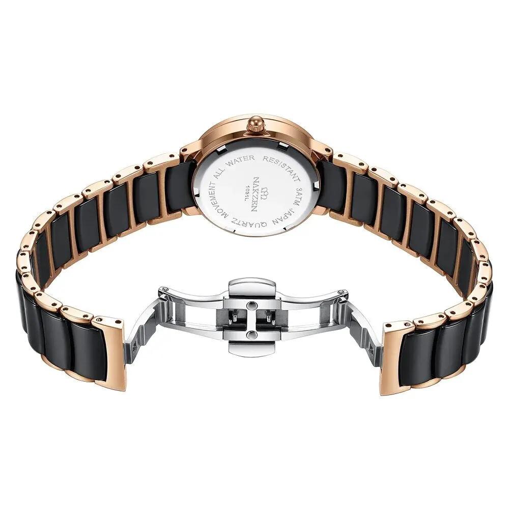 Ladies Quartz Watch Luxury Diamond Wristwatch Life Waterproof Stainless Steel Clock Gifts for Women White Watches Casual Reloj 1031 by MEGIR WATCH GROUP