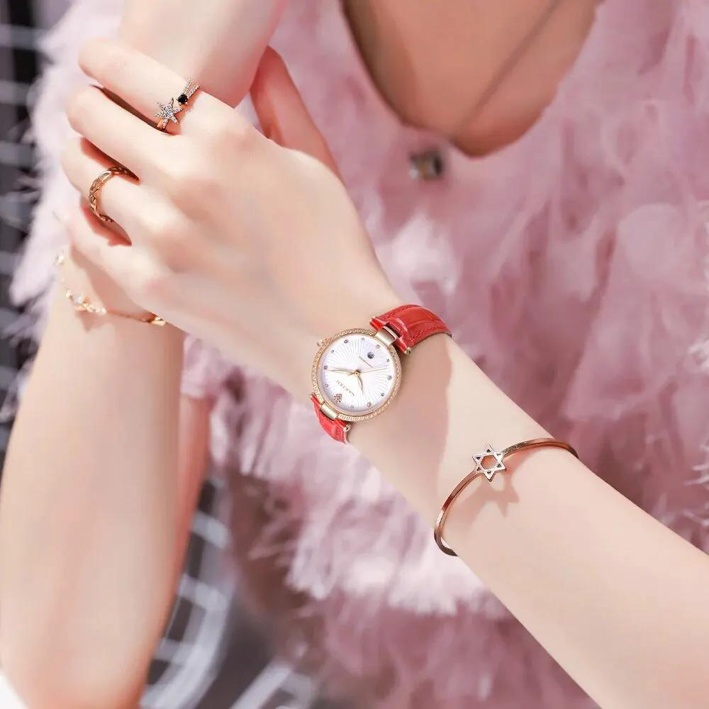 Fashion Women Watches 2021 New Leather Minimalist Watch Ladies Quartz Japan Movement Dress Wrist Watch Clock Montre Femme 4066 by MEGIR WATCH GROUP