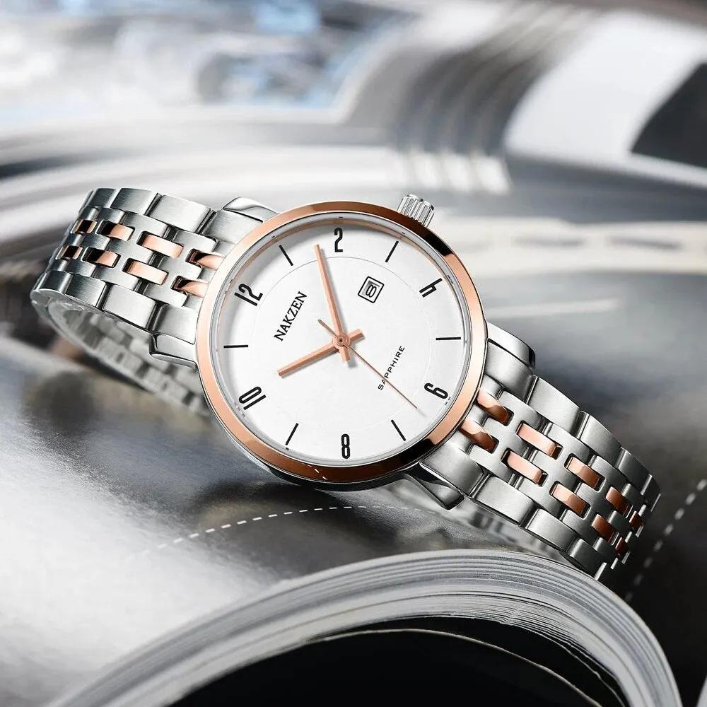 NAKZEN Luxury Tops Brand Women Quartz Wrist watch Ladies Full Steel Waterproof Watches Female Sapphire Designer Dress Watches 4033 by MEGIR WATCH GROUP