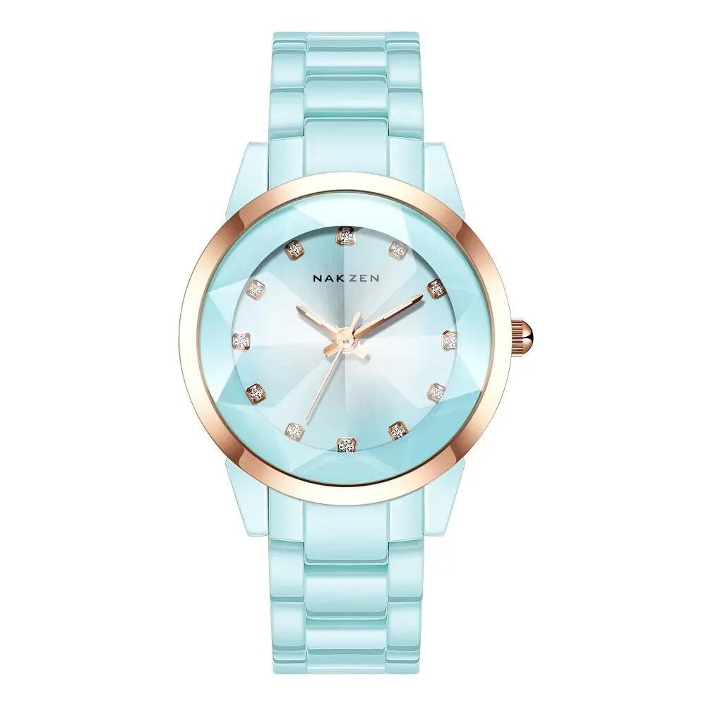 NAKZEN Women Watches Reloj Mujer Fashion Casual Ladies Bracelet Colorful Ceramic Watch Top Brand Luxury Dress Female Clock 1022 by MEGIR WATCH GROUP