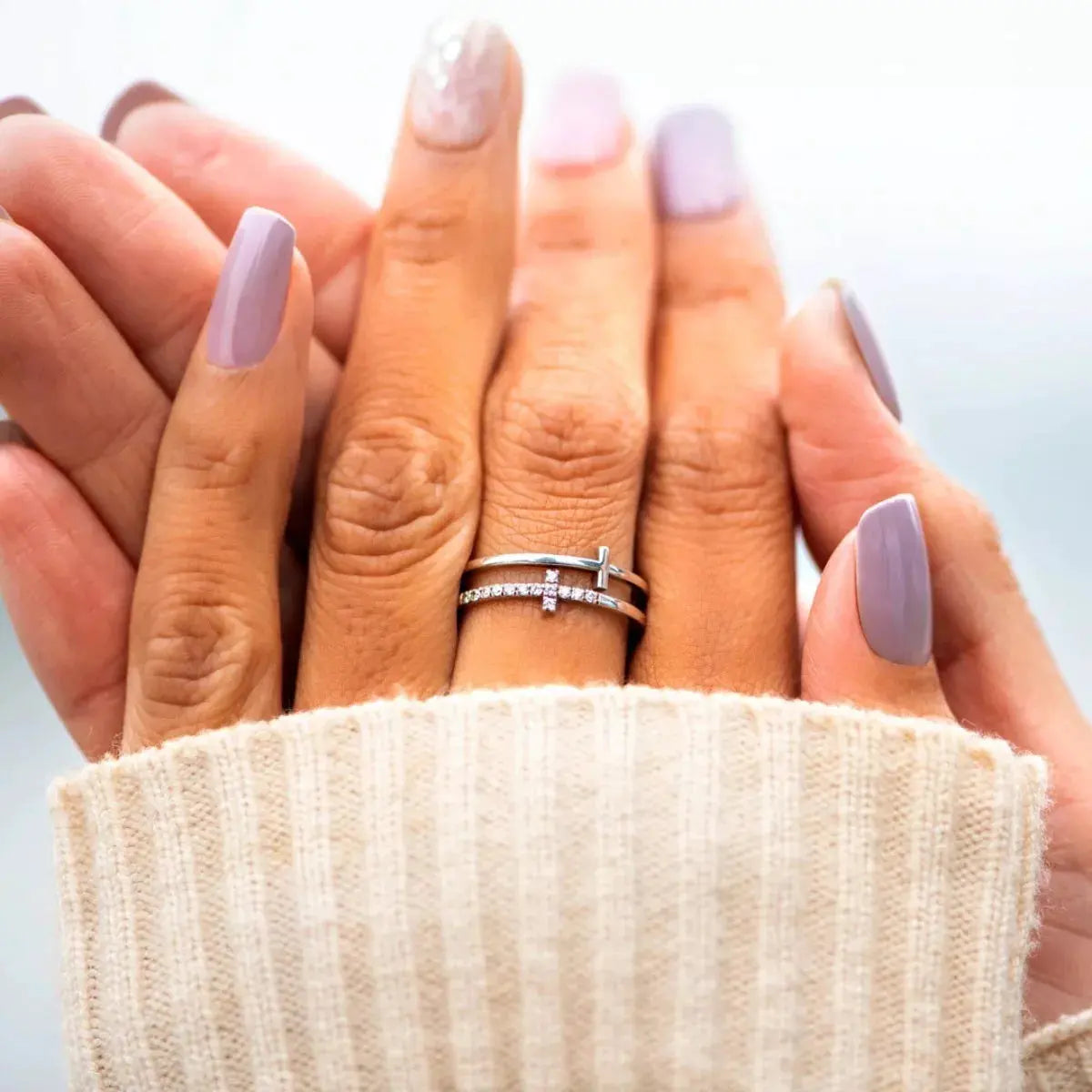 Double Band Cross Ring by Partner Label
