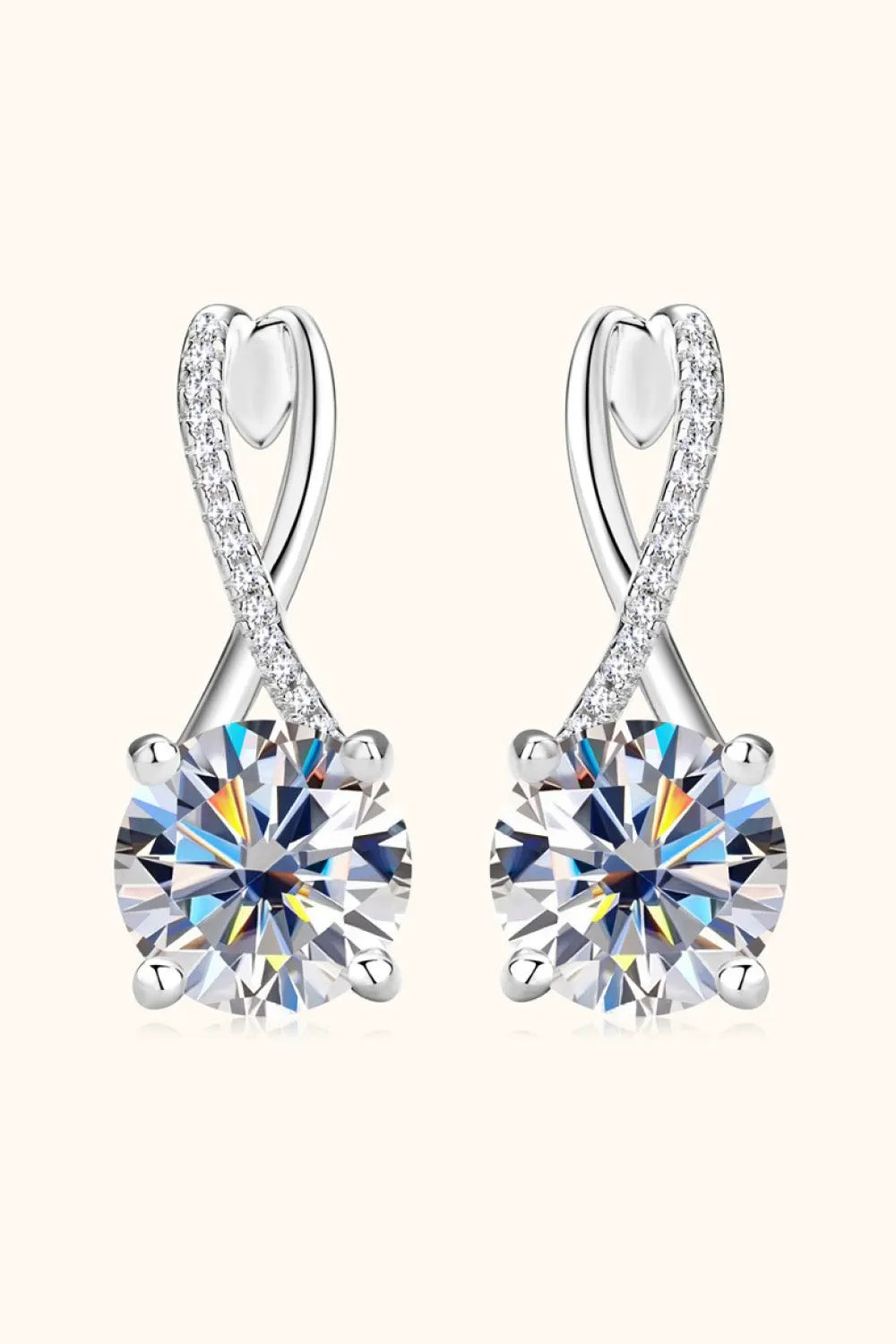4 Carat Moissanite 925 Sterling Silver Earrings by Partner Label