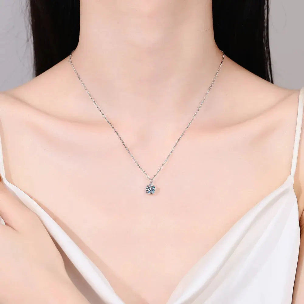 1 Carat Moissanite 925 Sterling Silver Necklace by Partner Label