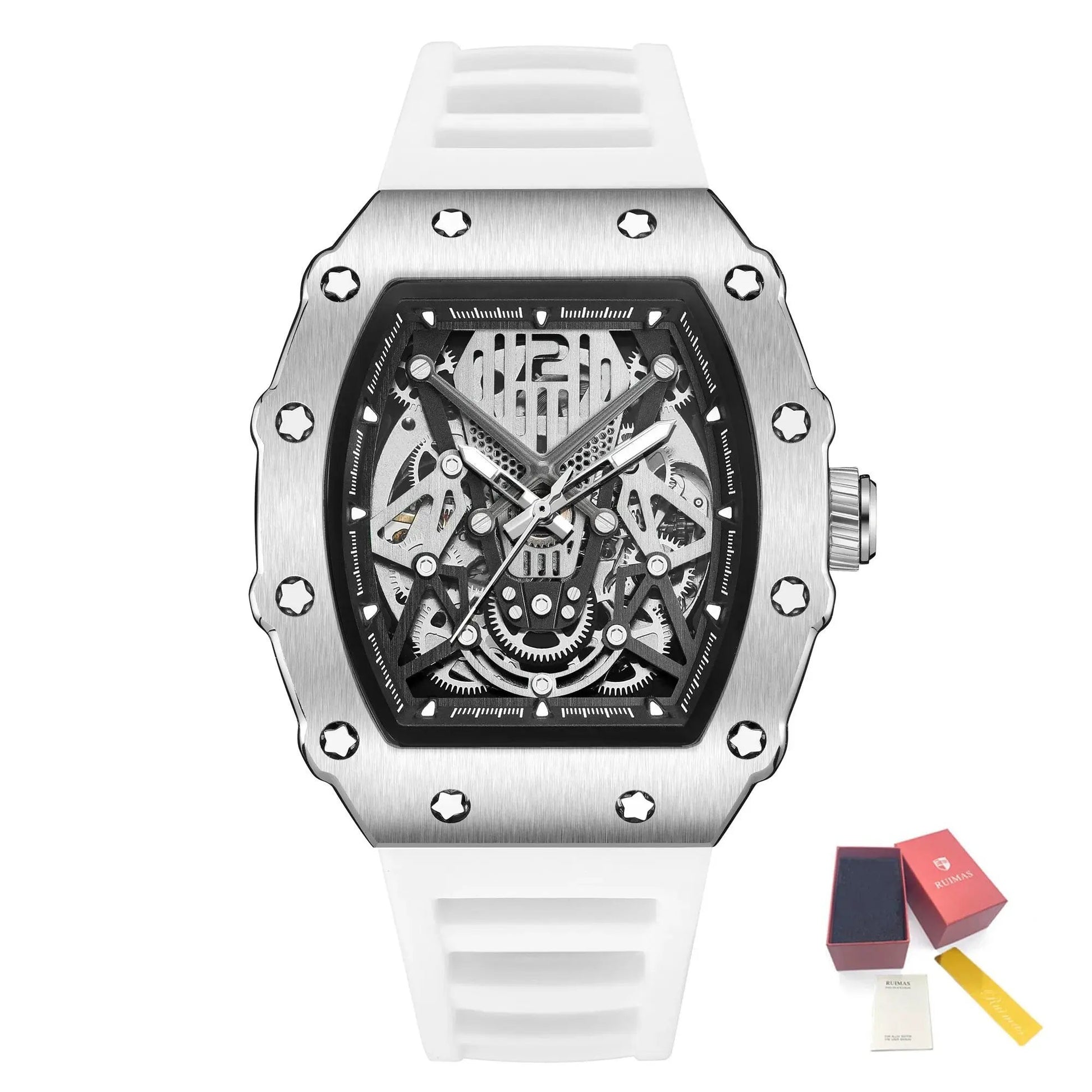 RUIMAS Luxury Watch Men Fashion Automatic Mechanical Watches Clock Silicone Strap Sport Casual Wristwatch Big Dial Reloj Hombre 341 by MEGIR WATCH GROUP