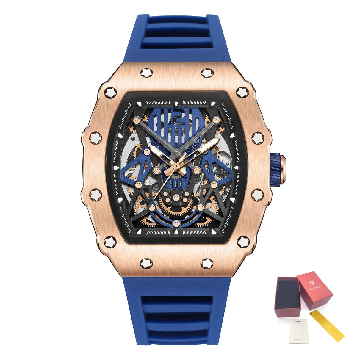 RUIMAS Luxury Watch Men Fashion Automatic Mechanical Watches Clock Silicone Strap Sport Casual Wristwatch Big Dial Reloj Hombre 341 by MEGIR WATCH GROUP