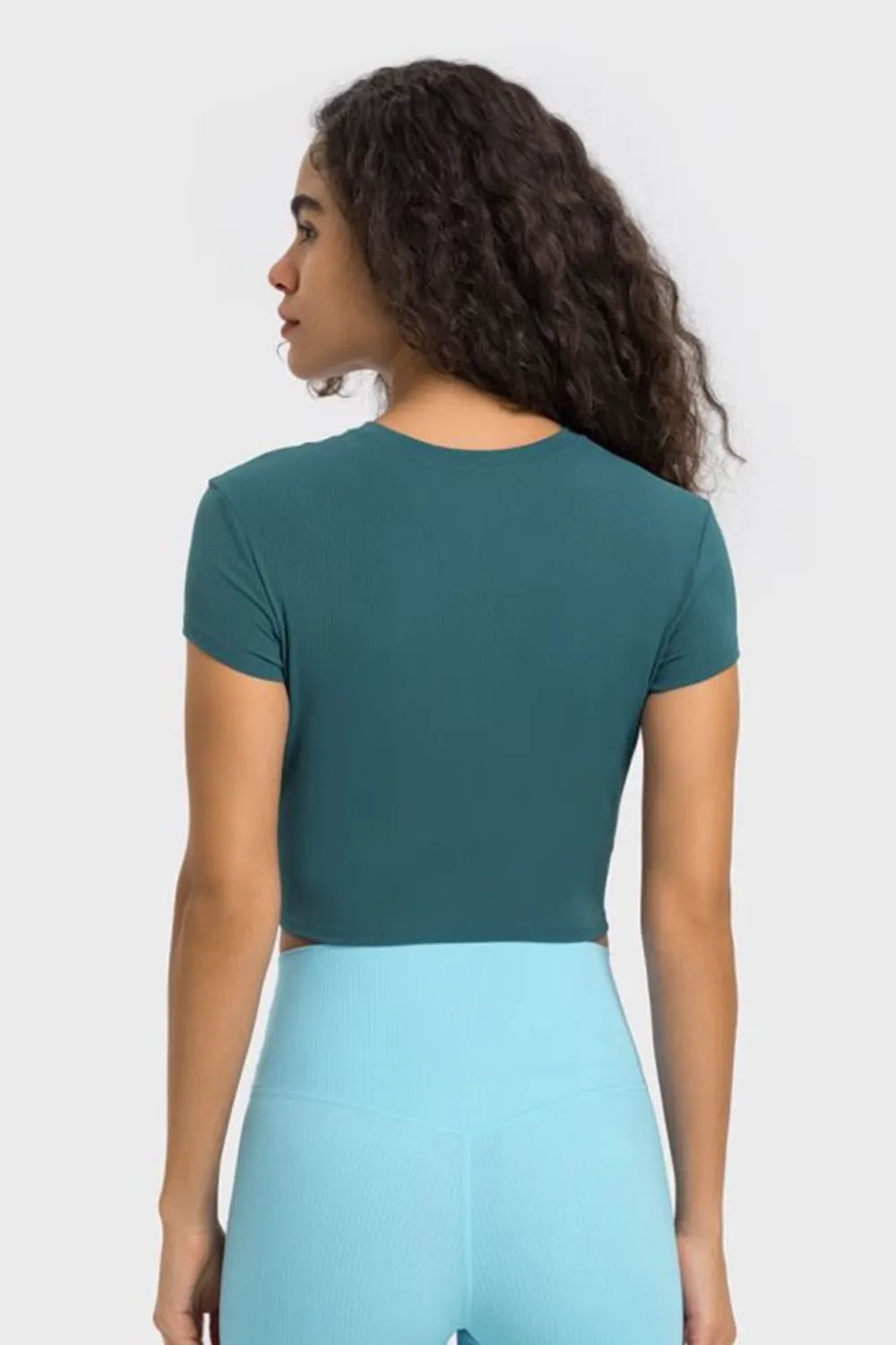 Millennia Round Neck Short Sleeve Cropped Sports T-Shirt by Millennia