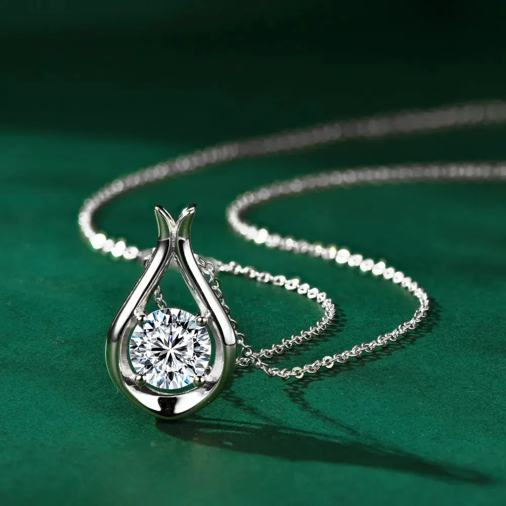 2 Carat Moissanite 925 Sterling Silver Pendant Necklace by Partnel Label