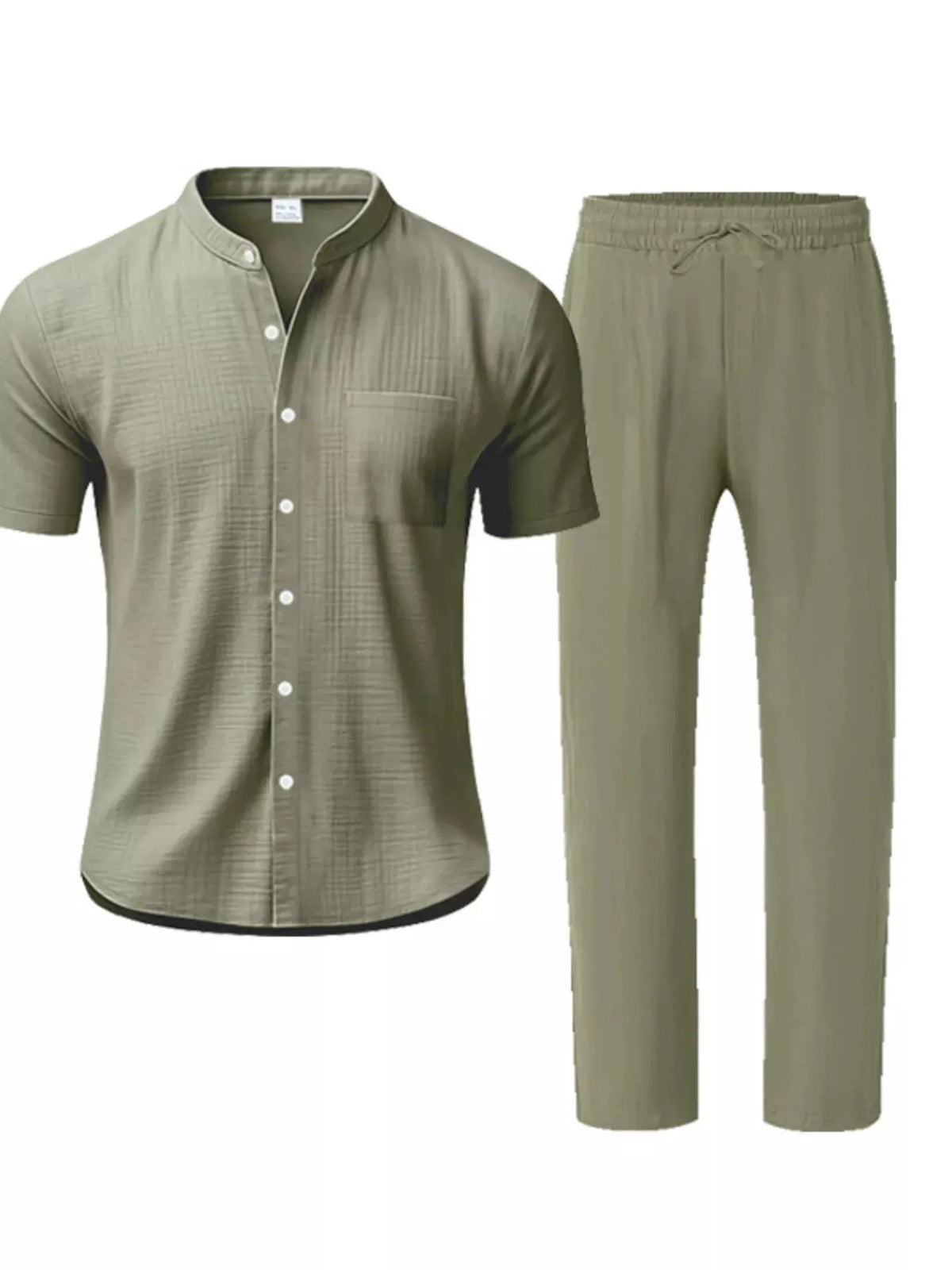 Men's Full Size Casual Button Up Short Sleeve Shirt and Pants Set Plus Size by Trendsi