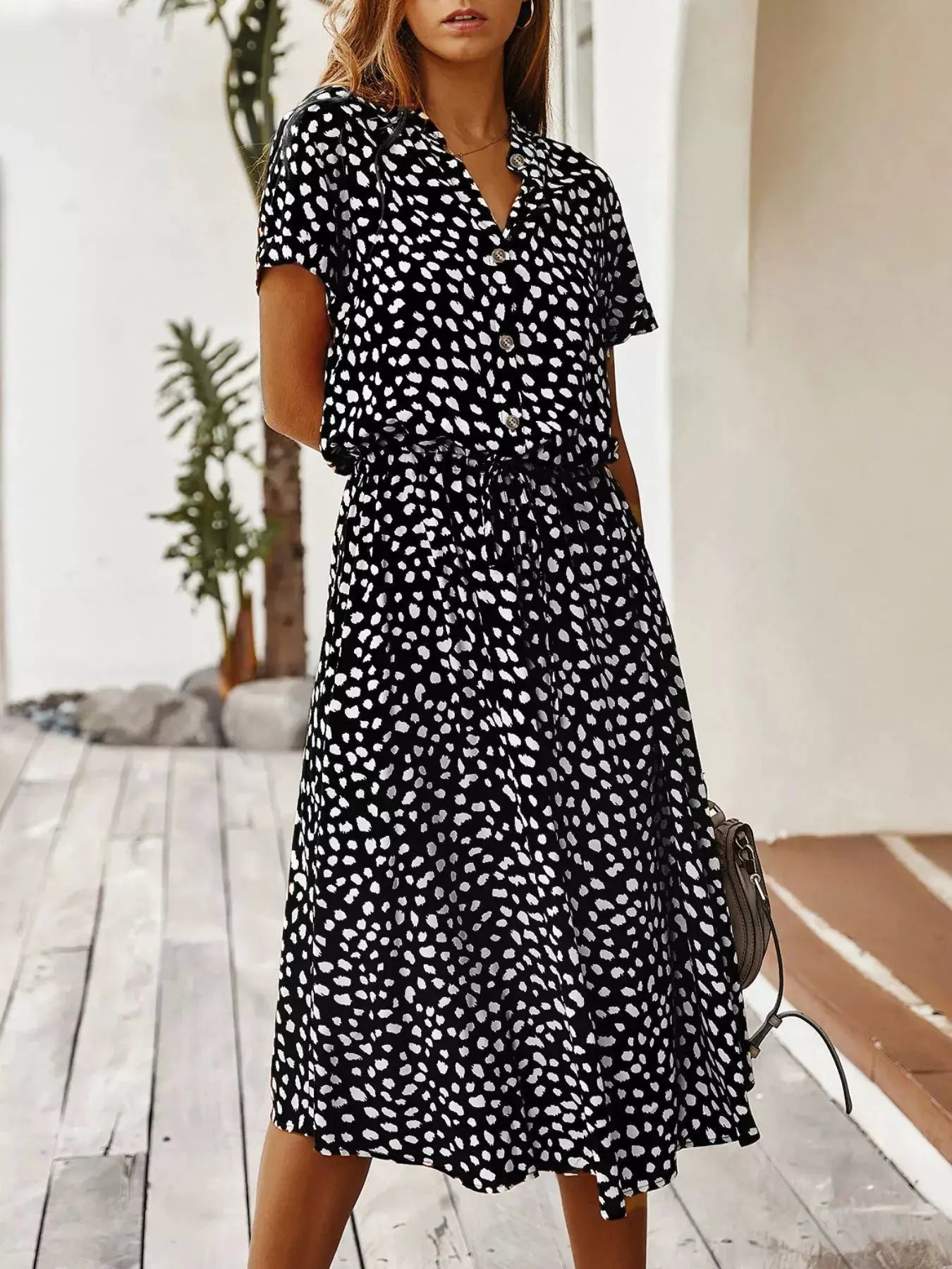 Animal Print Short Sleeve Dress by Partner Label