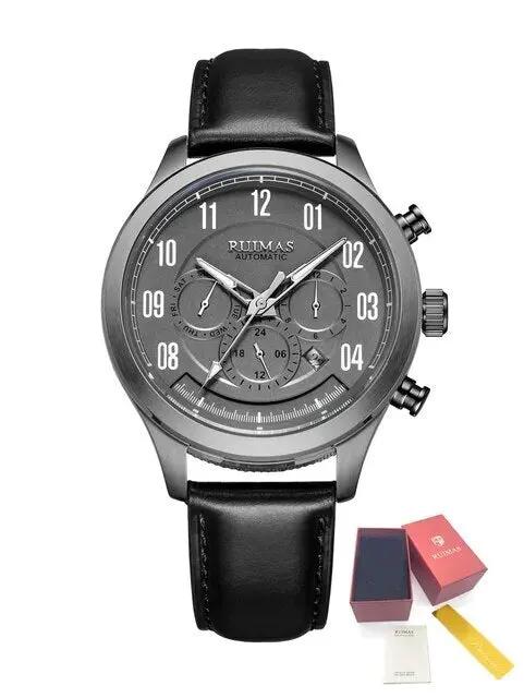 RUIMAS Luxury Casual Sport Watch for Men's Automatic Mechanical Watches Leather Luminous Man Clock Wrist Watch Chronograph 6785 by MEGIR WATCH GROUP
