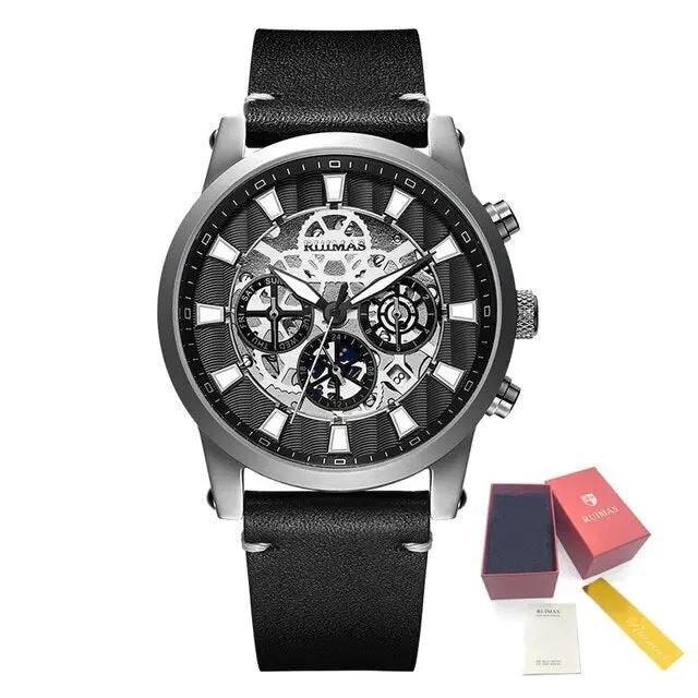 RUIMAS Fashion Men Watches Sapphire Automatic Mechanical Wrist Watch Waterproof Date Leather Casual Male Clock Montre Homme 6768 by MEGIR WATCH GROUP
