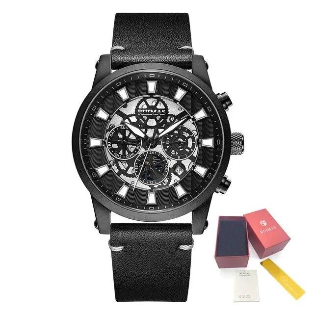 RUIMAS Fashion Men Watches Sapphire Automatic Mechanical Wrist Watch Waterproof Date Leather Casual Male Clock Montre Homme 6768 by MEGIR WATCH GROUP