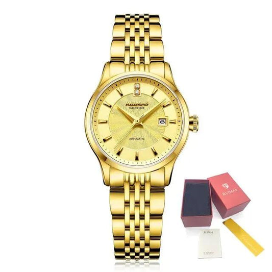 RUIMAS Brand Luxury Women Automatic Mechanical Watches Fashion Ladies Business Casual Wristwatch Sapphire Clock Reloj Mujer 6755 by MEGIR WATCH GROUP