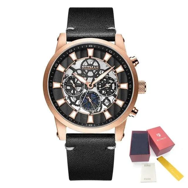 RUIMAS Fashion Men Watches Sapphire Automatic Mechanical Wrist Watch Waterproof Date Leather Casual Male Clock Montre Homme 6768 by MEGIR WATCH GROUP
