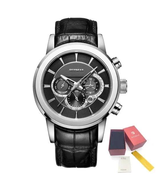 RUIMAS Mechanical Watches for Men Luxury Casual Business Wristwatch Leather Male Clock Date Chronograph Relogios Masculino 6767 by MEGIR WATCH GROUP