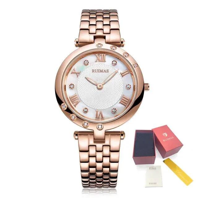 RUIMAS Ladies Wrist Watch Stainless Steel Luxury Quartz Women Watches Waterproof Female Dress Clock Bracelet reloj mujer 6749 by MEGIR WATCH GROUP