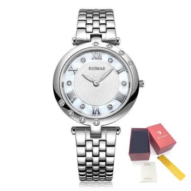 RUIMAS Ladies Wrist Watch Stainless Steel Luxury Quartz Women Watches Waterproof Female Dress Clock Bracelet reloj mujer 6749 by MEGIR WATCH GROUP