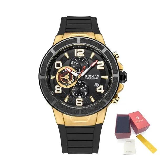 RUIMAS Chronograph Top Brand Luxury Quartz Watches for Men Waterproof Silicone Sports Clock Wristwatch Calendar Montre Homme 587 by MEGIR WATCH GROUP