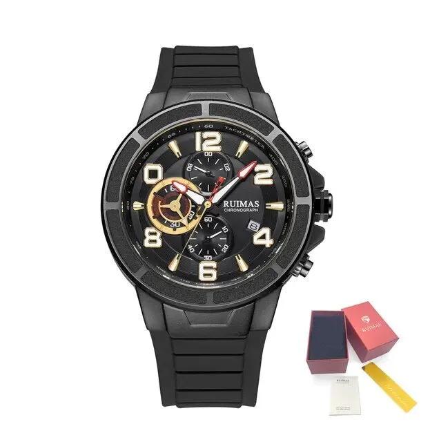 RUIMAS Chronograph Top Brand Luxury Quartz Watches for Men Waterproof Silicone Sports Clock Wristwatch Calendar Montre Homme 587 by MEGIR WATCH GROUP