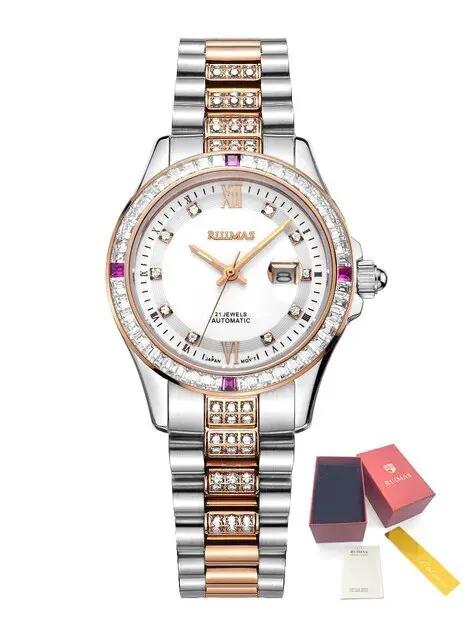 RUIMAS Sapphire Mechanical Women Watch Brand Luxury Steel Bracelet Ladies Fashion Watch Automatic Female Clock Reloj Mujer 6740 by MEGIR WATCH GROUP