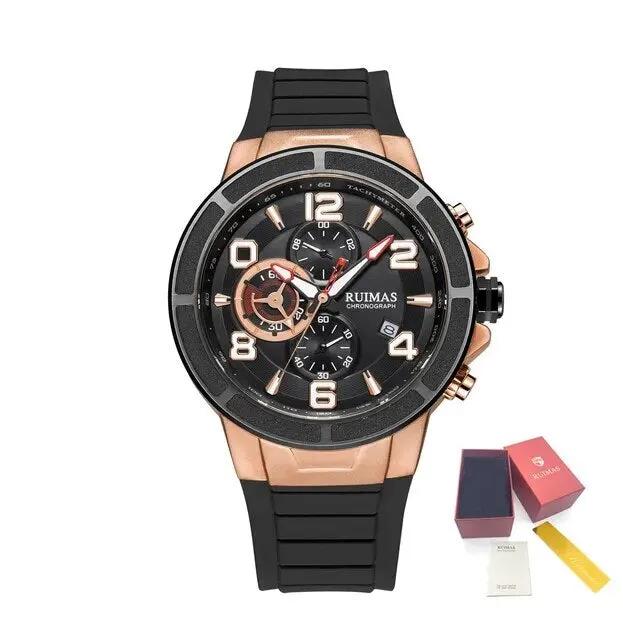 RUIMAS Chronograph Top Brand Luxury Quartz Watches for Men Waterproof Silicone Sports Clock Wristwatch Calendar Montre Homme 587 by MEGIR WATCH GROUP