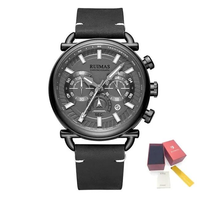 RUIMAS Men Luxury Sport Watches Leather Bracelet Quartz Wristwatch Luminous Clock Watch Calendar Relogio Masculino 585 by MEGIR WATCH GROUP