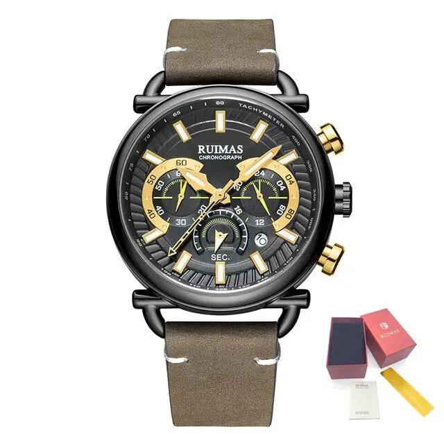 RUIMAS Men Luxury Sport Watches Leather Bracelet Quartz Wristwatch Luminous Clock Watch Calendar Relogio Masculino 585 by MEGIR WATCH GROUP