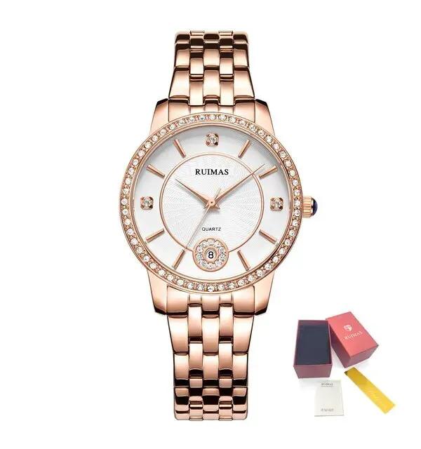RUIMAS Luxury Women's Wrist Watch Top Brand Fashion Diamond Ladies Quartz Watches Stainless Steel Female Clock Reloj Mujer 556 by MEGIR WATCH GROUP