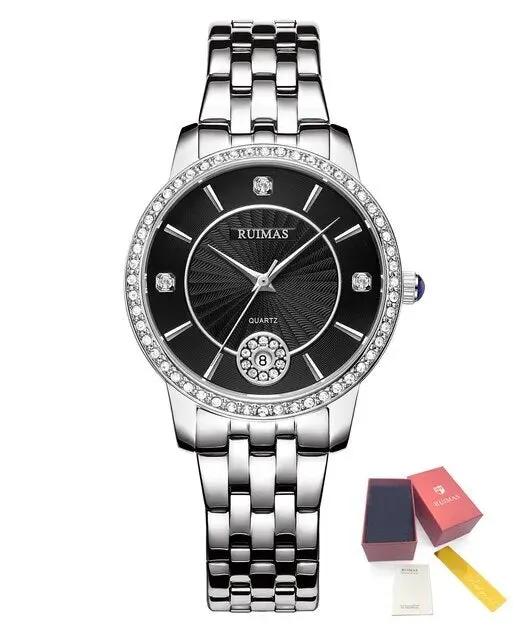 RUIMAS Luxury Women's Wrist Watch Top Brand Fashion Diamond Ladies Quartz Watches Stainless Steel Female Clock Reloj Mujer 556 by MEGIR WATCH GROUP