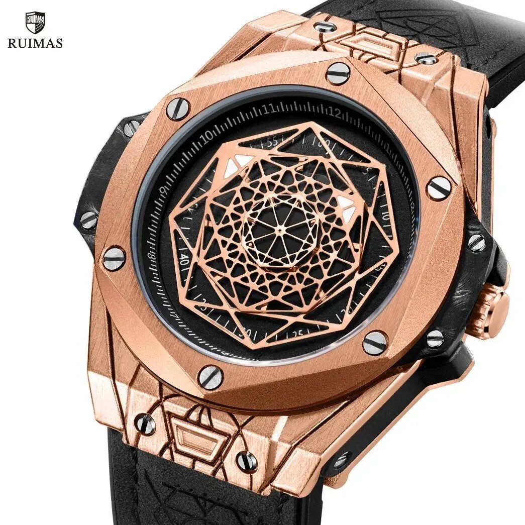 RUIMAS Men's Watches Fashion Sport Quartz Watch for Men Reloj Hombre Leather Belt Wrist Watch Waterproof Casual Clock 533 by MEGIR WATCH GROUP
