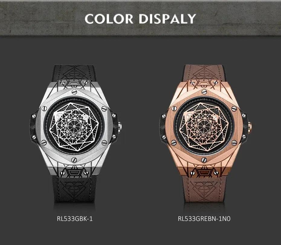 RUIMAS Men's Watches Fashion Sport Quartz Watch for Men Reloj Hombre Leather Belt Wrist Watch Waterproof Casual Clock 533 by MEGIR WATCH GROUP