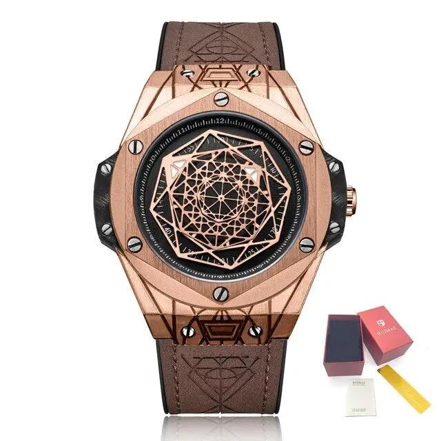 RUIMAS Men's Watches Fashion Sport Quartz Watch for Men Reloj Hombre Leather Belt Wrist Watch Waterproof Casual Clock 533 by MEGIR WATCH GROUP