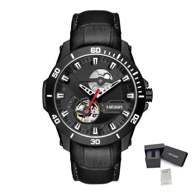 MEGIR Fashion Leather Watches for Men Sapphire Stainless Steel Automatic Mechanical Watch Sports Clock Montre Homme 62069 by MEGIR WATCH GROUP