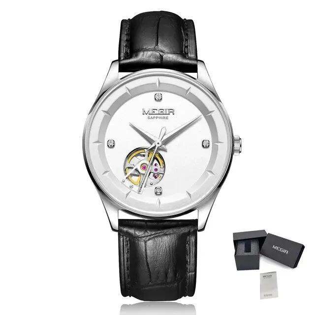 MEGIR Fashion Leather Strap Wristwatch for Men Large Dial Sapphire Automatic Mechanical Watch Clock Relogio Masculino 62059 by MEGIR WATCH GROUP